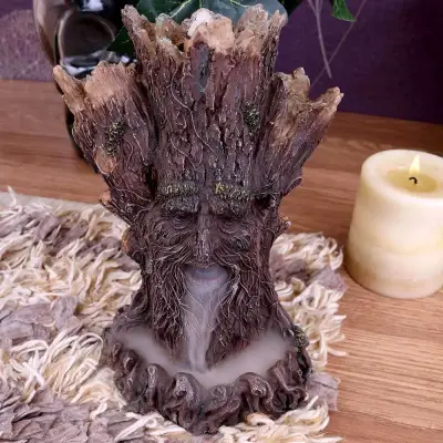 Figurine green man tree spirit backflow incense burner/tower